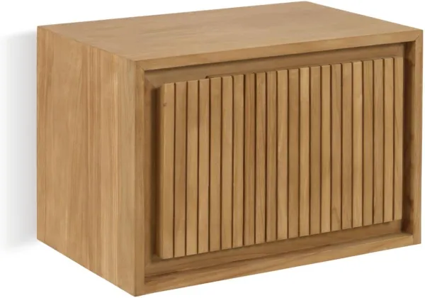 Taciana, Naturligt badrumsskåp, massivt trä, gyllene nyans