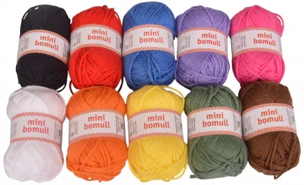 Järbo Minibomull Garnpaket 13 Basfärger 10g - 10 st - Järbo Minibomull Garnpaket 13 Basfärger