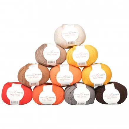 Infinity Hearts Baby Merino Garnpaket 13 Bruna och Orange Toner - 10 st - Infinity Hearts Baby Merino Garnpaket 13 Grå och Bruna Toner