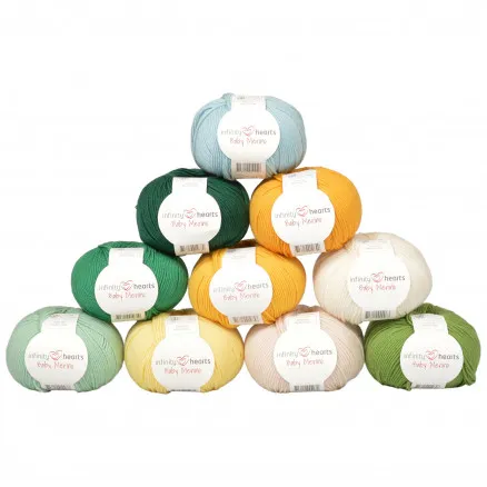 Infinity Hearts Baby Merino Garnpaket 14 Gröna och Gula Nyanspaket - 10 st - Infinity Hearts Baby Merino Garnpaket 14 Gröna och Gula Nyanspaket