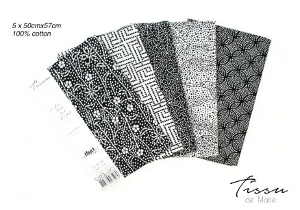 Tissu de Marie Fat Quarter Neutral Blomst 50x57cm - 5 st