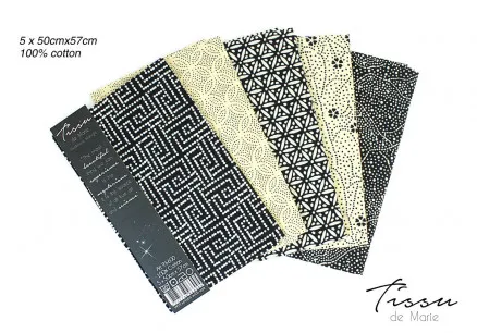 Tissu de Marie Fat Quarter Midnatt 50x57cm - 5 st