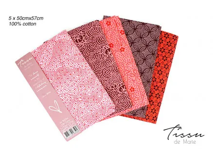 Tissu de Marie Fat Quarter Rosa 50x57cm - 5 st