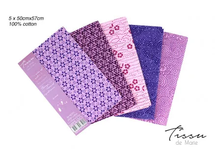Tissu de Marie Fat Quarter Amethyst 50x57cm - 5 st